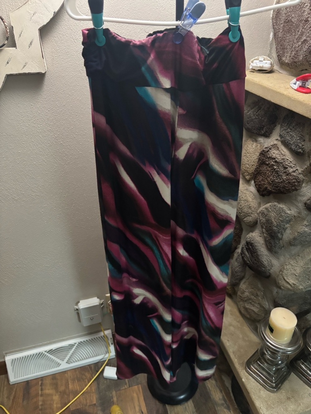 Boston Proper Abstract Wave Maxi Skirt - Burgundy, Teal, Navy, Cream
